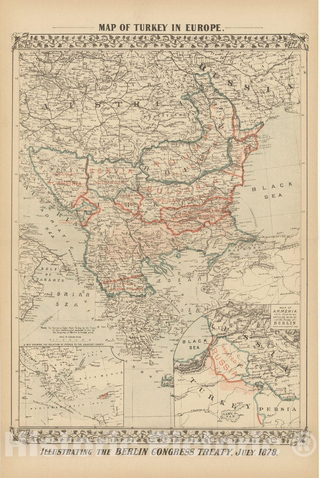 Historic Map : Turkey & Greece & Serbia & Bulgaria 1882 , Mitchell's New General Atlas , Vintage Wall Art