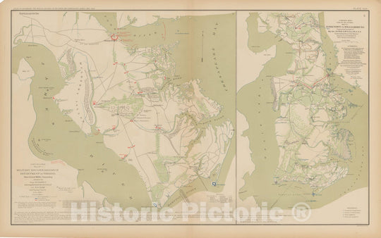 Historic Map : Civil War Atlas of the Union and Confederate Armies, Battles in Virginia 1895 , v4, Vintage Wall Art