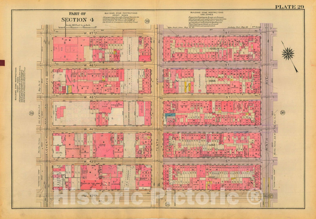 Historic Map : Atlas City of New York, Borough of Manhattan, Volume Two, 14th Street to 59th Street, Manhattan 1928 Plate 029 , Vintage Wall Art