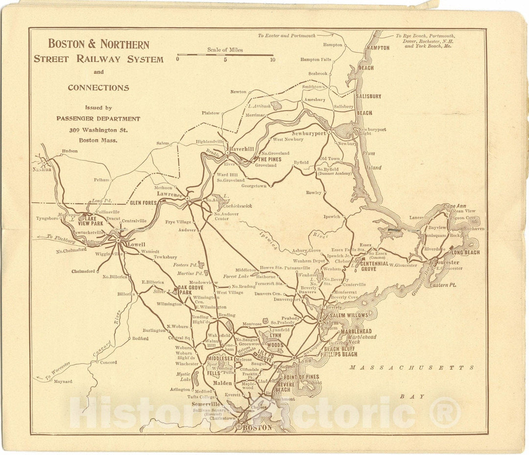 Historic Map : Boston & Northern Street Railway System 1906 Transit Railroad Catography , Vintage Wall Art