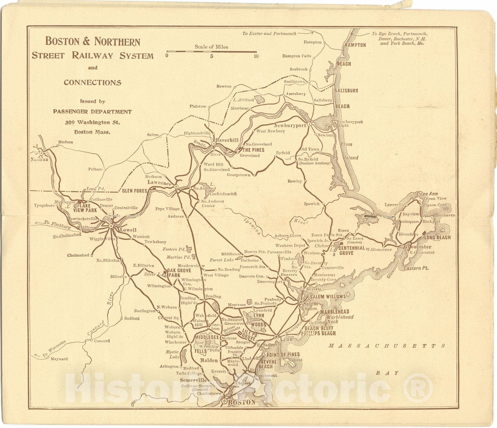 Historic Map : Boston & Northern Street Railway System 1906 Transit Railroad Catography , Vintage Wall Art