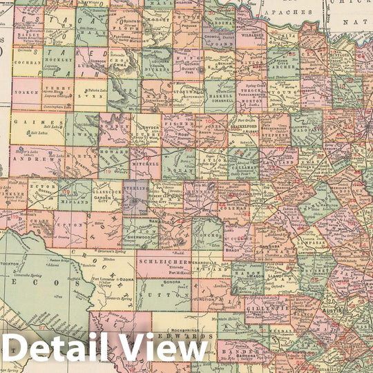 Historic Map : Texas 1903 , Rand McNally Business Atlas , Vintage Wall Art