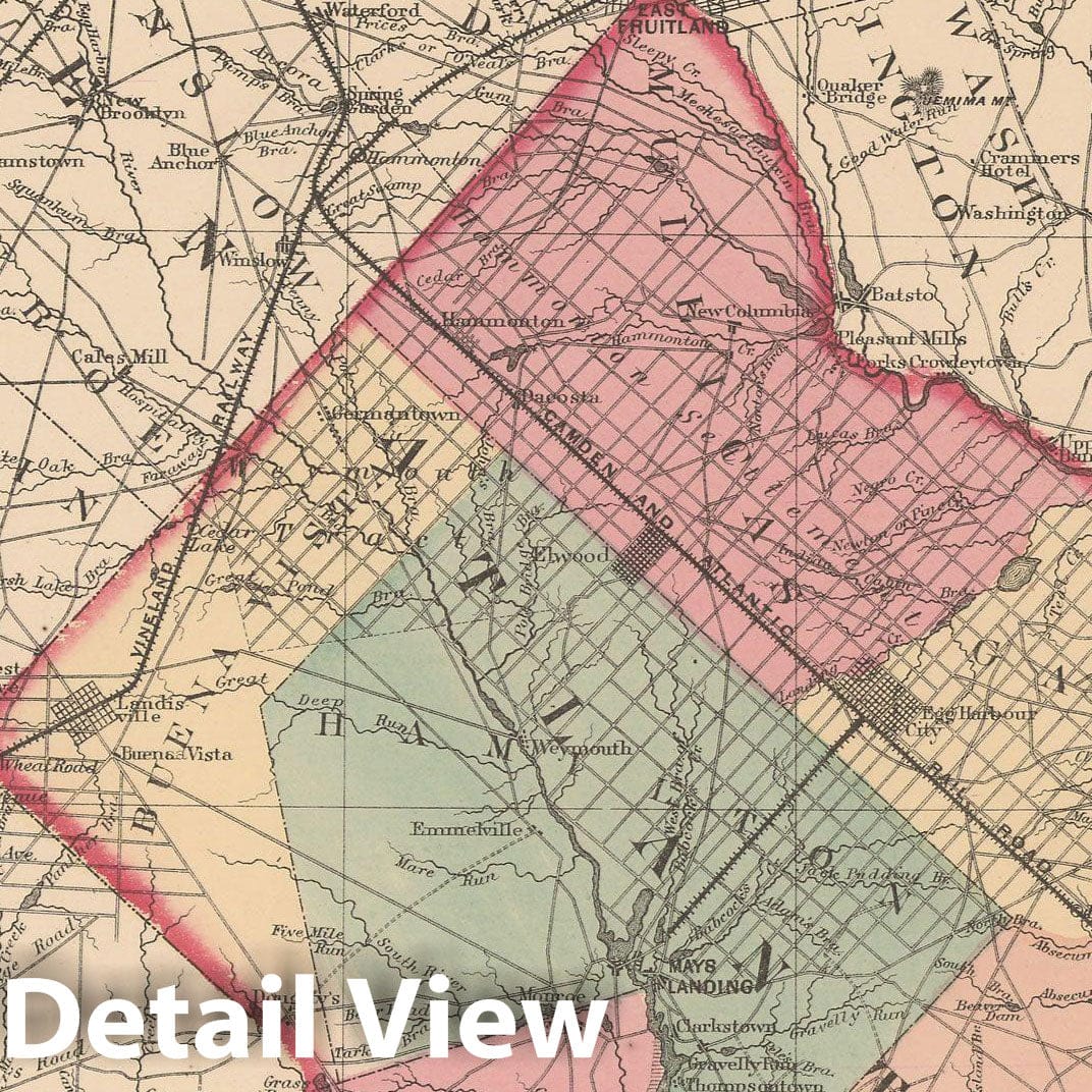 Historic Map : Combined Atlas State of New Jersey & The County of Hudson, Atlantic 1873 , Vintage Wall Art