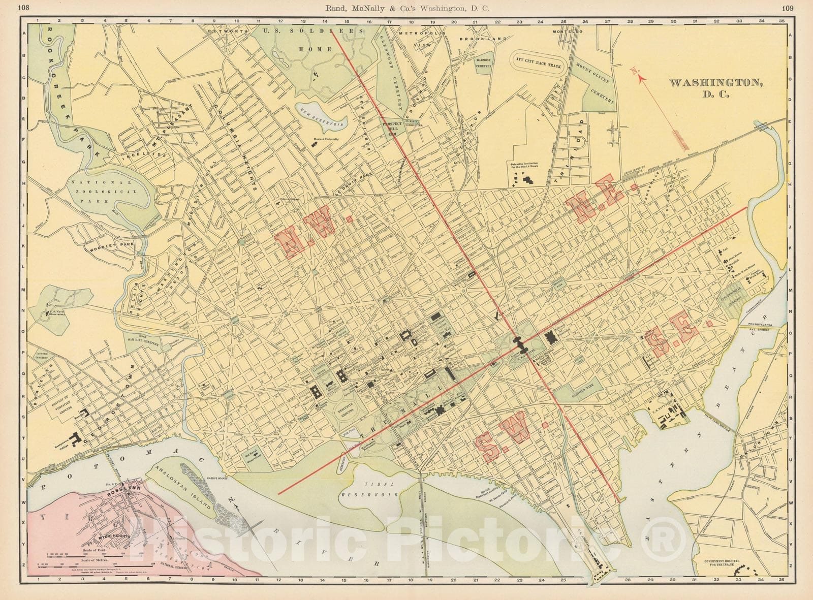 Historic Map : Washington D.C. (Dist. of Columbia), Washington 1903 , Vintage Wall Art