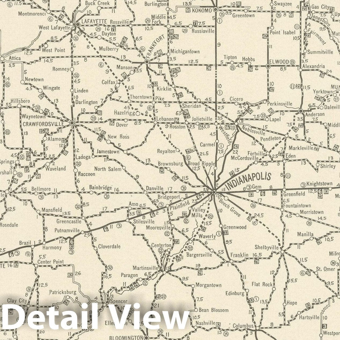 Historic Map : Indiana 1925 , Vintage Wall Art