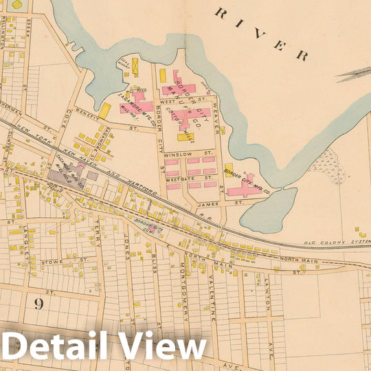 Historic Map : New Topographical Atlas of Surveys Bristol County Massachusetts, Fall River 1895 Plate 004 , Vintage Wall Art