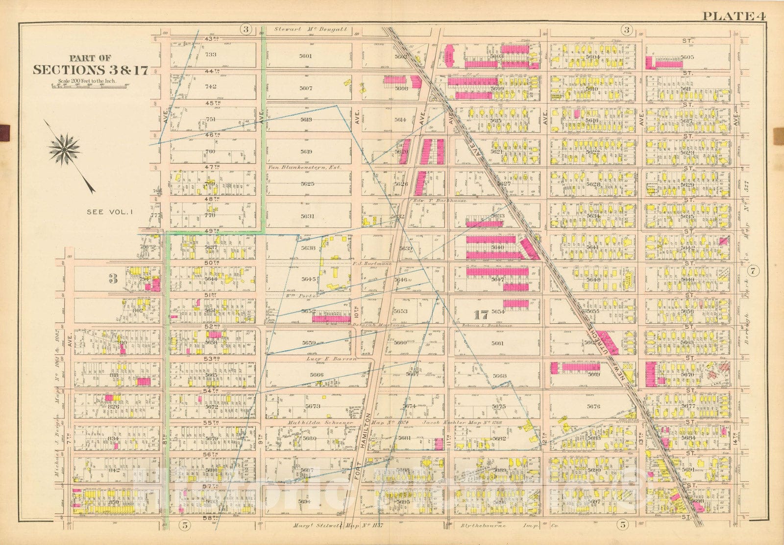 Historic Map : Vol. 2, Brooklyn 1907 Plate 004 , Atlas Borough of Brooklyn , Vintage Wall Art