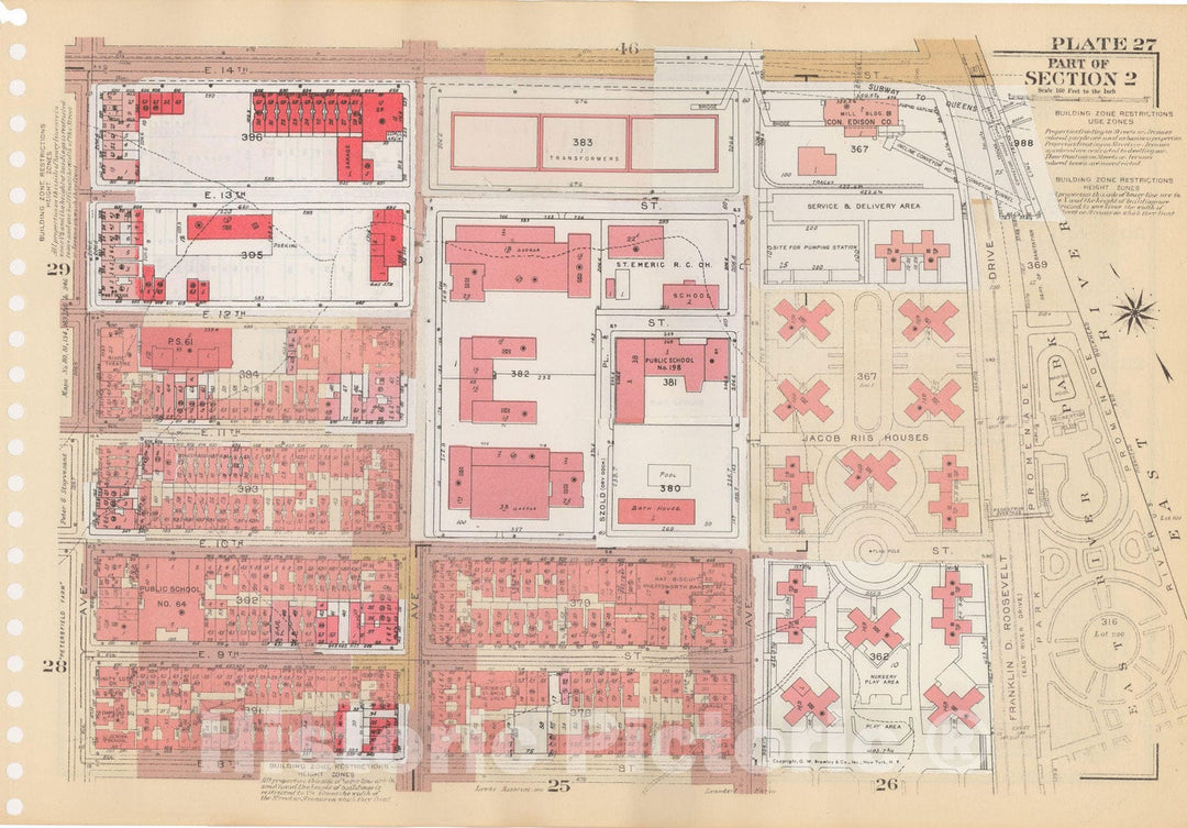 Historic Map : Manhattan Land Book 1955 - Updated Through Nov 7th, New York City 1975 Plate 027 , Vintage Wall Art