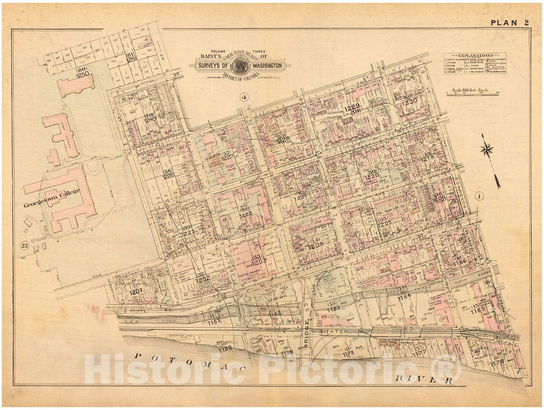 Historic Map : Atlas of Washington D.C. Volume 3 (Outer NW), Georgetown & Washington 1937 Plate 002 , Vintage Wall Art