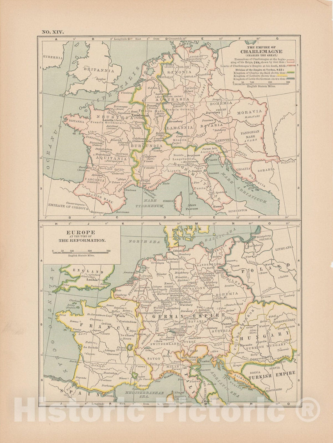 Historic Map : Europe 1897 , The Century Atlas World , v3, Vintage Wall Art