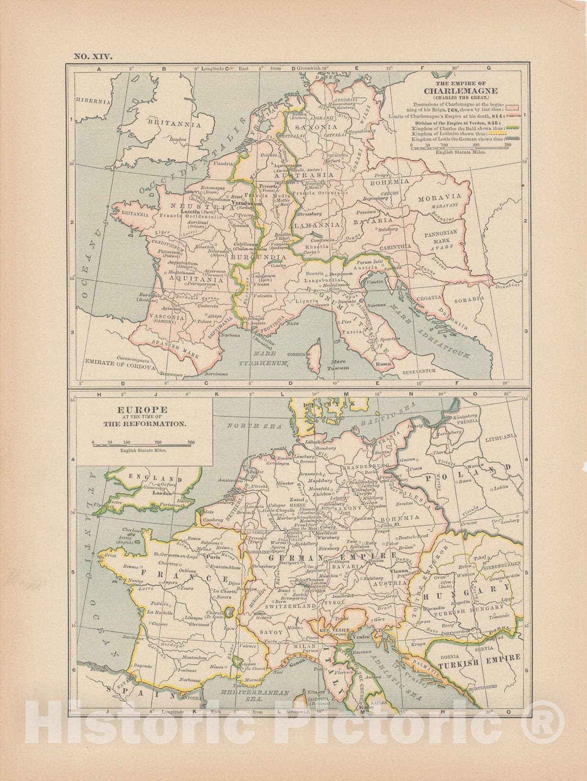 Historic Map : Europe 1897 , The Century Atlas World , v3, Vintage Wall Art