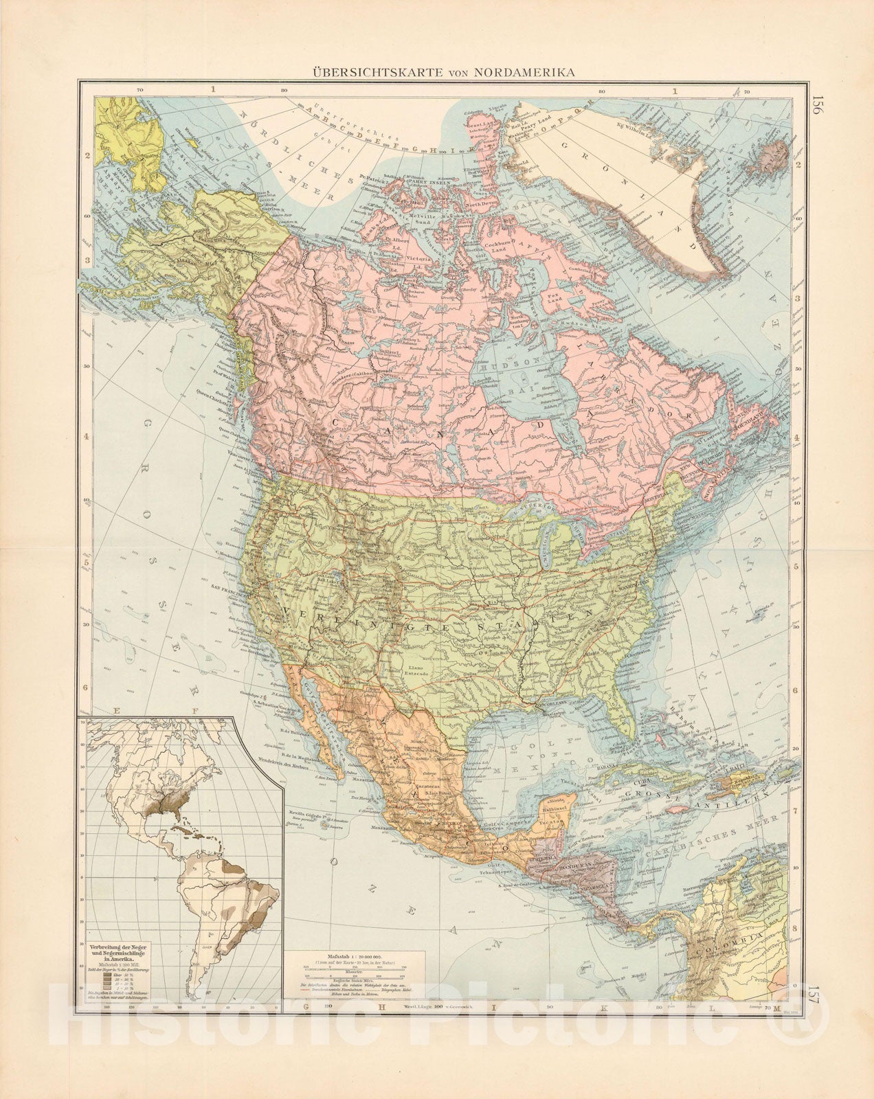 Historic Map : North America 1899 , Andrees Allgemeiner Handatlas , Vintage Wall Art