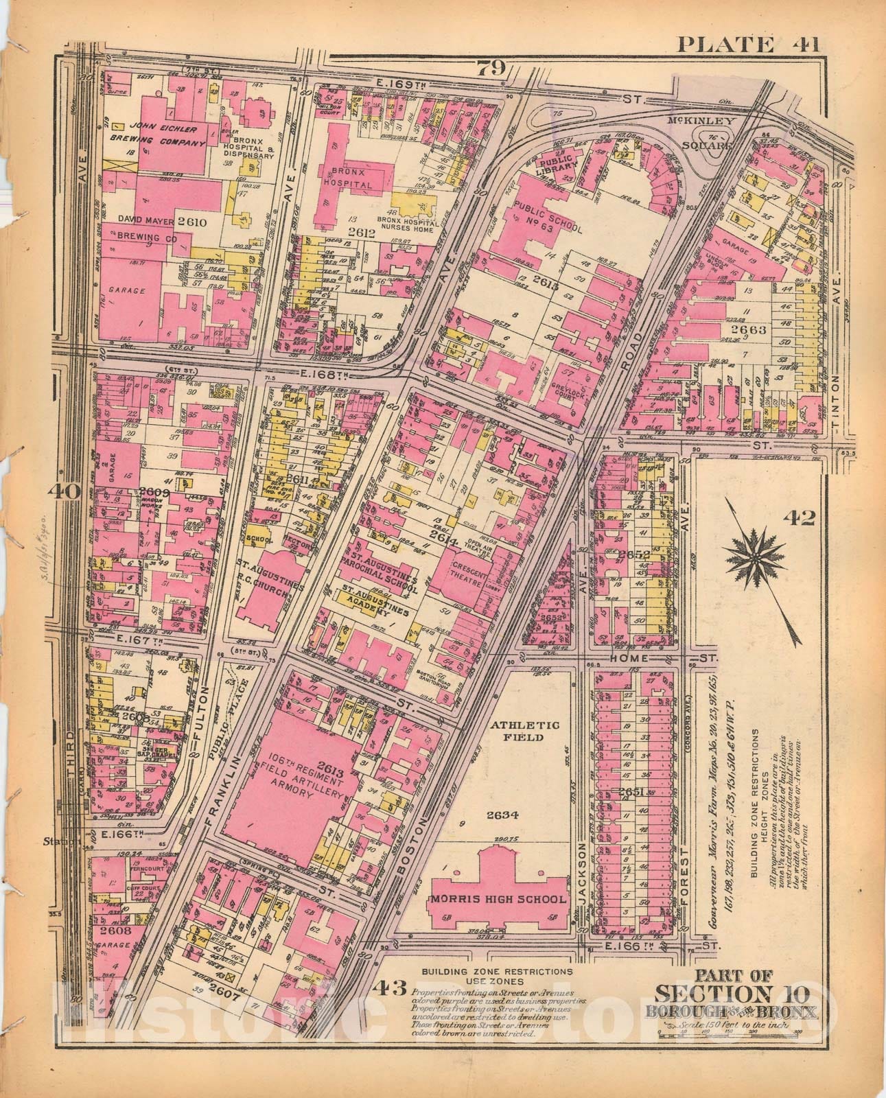 Historic Map : Borough of The Bronx, Sections 9-13, The Bronx 1928 Plate 041 , Vintage Wall Art