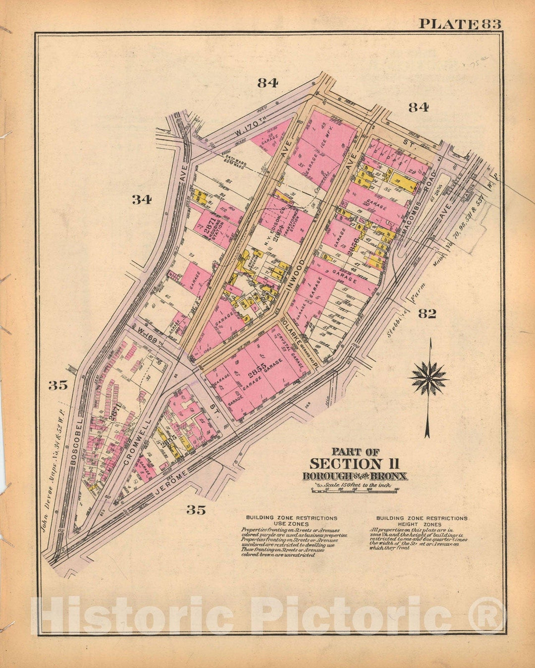 Historic Map : Borough of The Bronx, Sections 9-13, The Bronx 1928 Plate 083 , Vintage Wall Art