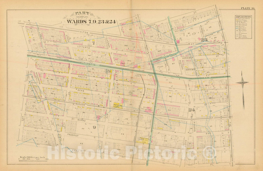 Historic Map : Atlas Entire City of Brooklyn Complete in One Volume, Brooklyn 1880 Plate 010 , Vintage Wall Art