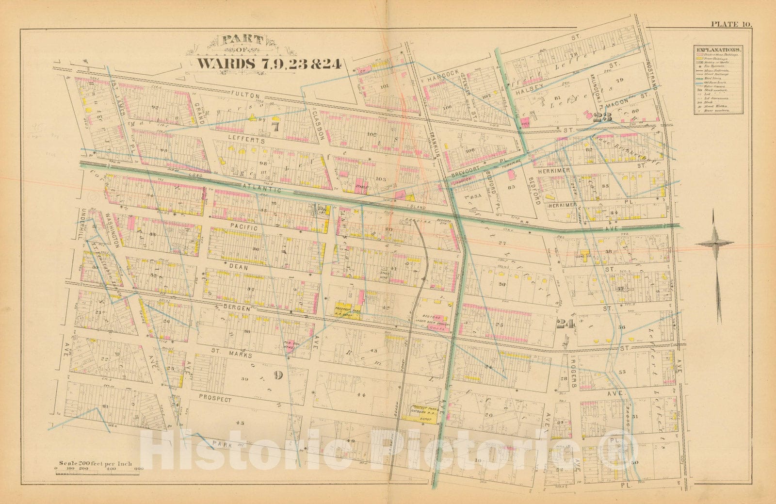 Historic Map : Atlas Entire City of Brooklyn Complete in One Volume, Brooklyn 1880 Plate 010 , Vintage Wall Art