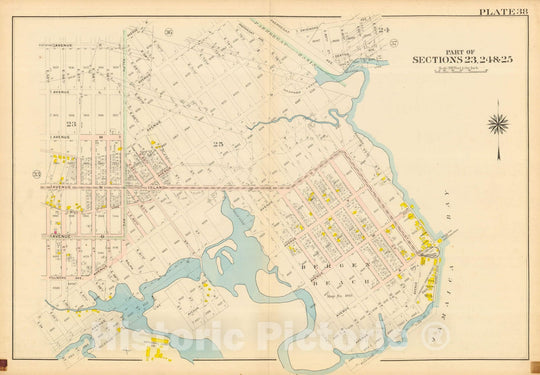 Historic Map : Vol. 2, Brooklyn 1907 Plate 038 , Atlas Borough of Brooklyn , Vintage Wall Art