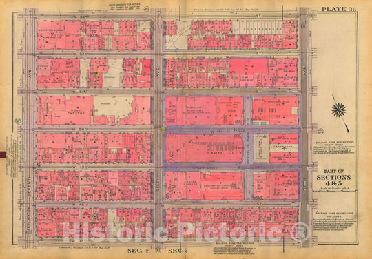 Historic Map : Atlas City of New York, Borough of Manhattan, Volume Two, 14th Street to 59th Street, Manhattan 1928 Plate 036 , Vintage Wall Art