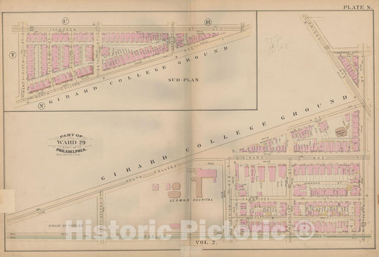 Historic Map : Atlas City of Philadelphia, Vol. 3, Philadelphia 1886 Plate S , Vintage Wall Art