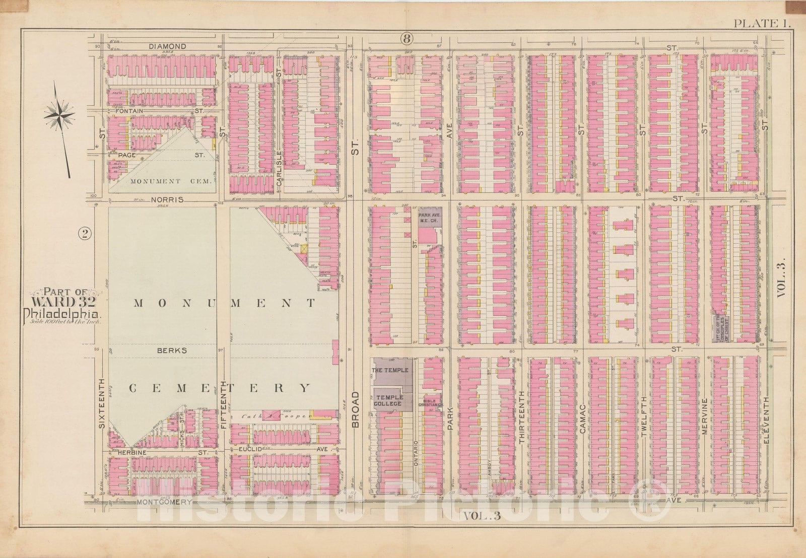 Historic Map : City of Philadelphia, 28th 32nd & 37th Wards, Vol. 6, Second Ed., Philadelphia 1894 Plate 001 , Vintage Wall Art