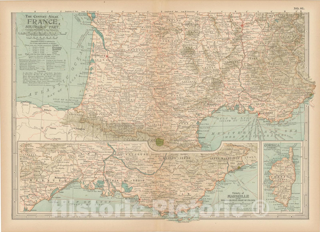 Historic Map : France 1914 , Century Atlas of the World, v2, Vintage Wall Art