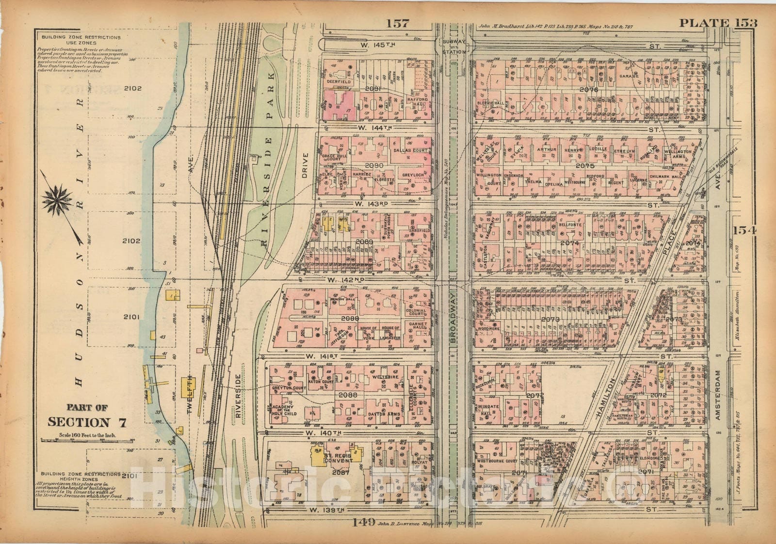 Historic Map : Land Book of the Borough of Manhattan, City of NY, Manhattan 1925 Plate 153 , Vintage Wall Art