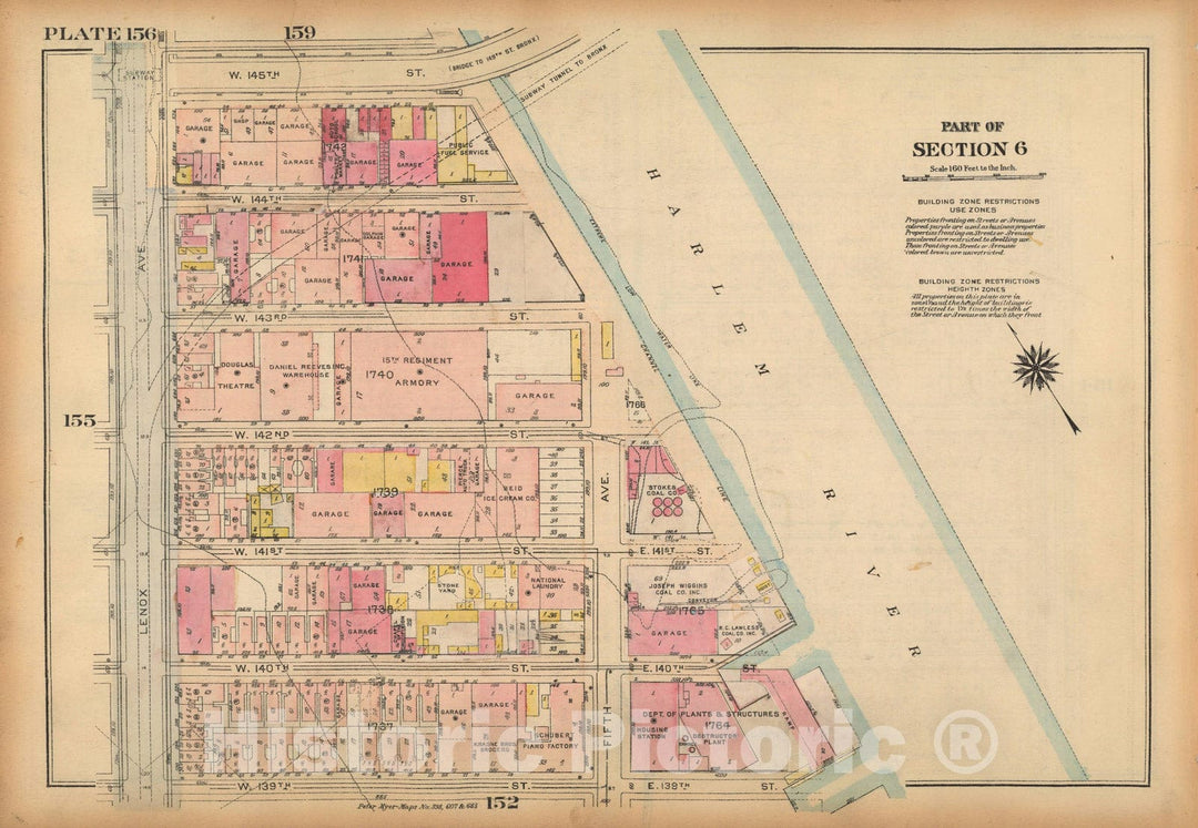 Historic Map : Land Book of the Borough of Manhattan, City of NY, Manhattan 1925 Plate 156 , Vintage Wall Art