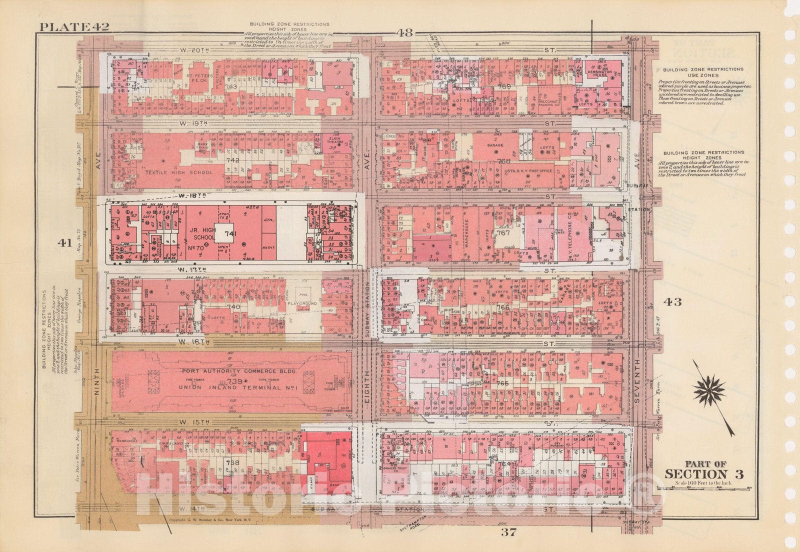 Historic Map : Manhattan Land Book 1955 - Updated Through Nov 7th, New York City 1975 Plate 042 , Vintage Wall Art