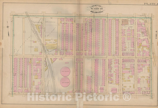 Historic Map : Atlas City of Philadelphia, Vol. 3, Philadelphia 1886 Plate J , Vintage Wall Art