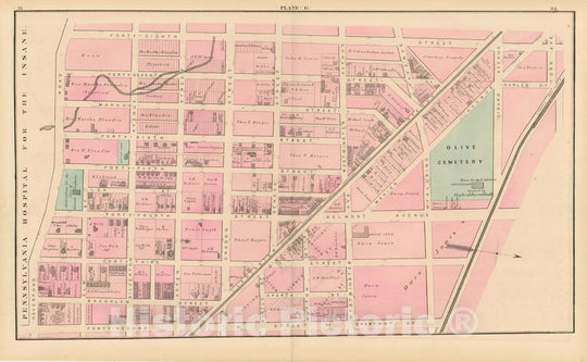 Historic Map : Atlas of West Philadelphia including the 24th & 27th Wards of the City of Philadelphia, West Philadelphia 1872 Plate G , Vintage Wall Art