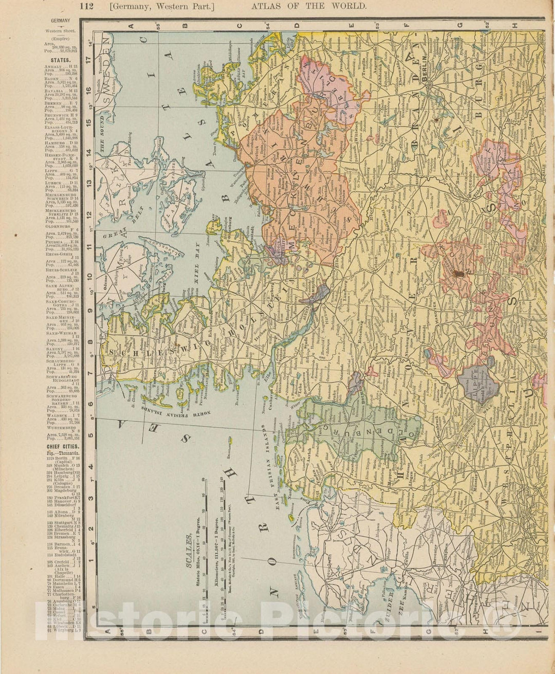 Historic Map : Germany 1900 , Universal Atlas World , Vintage Wall Art