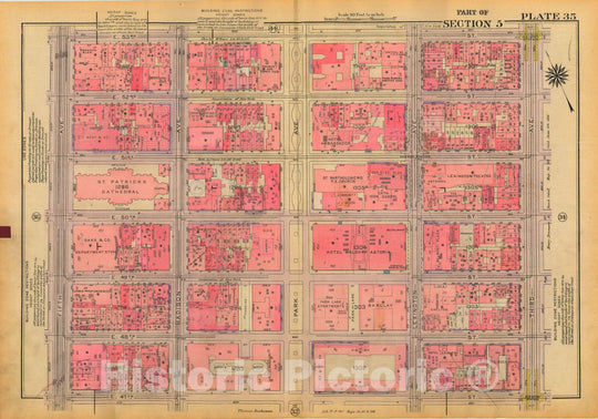 Historic Map : Atlas City of New York, Borough of Manhattan, Volume Two, 14th Street to 59th Street, Manhattan 1928 Plate 035 , Vintage Wall Art