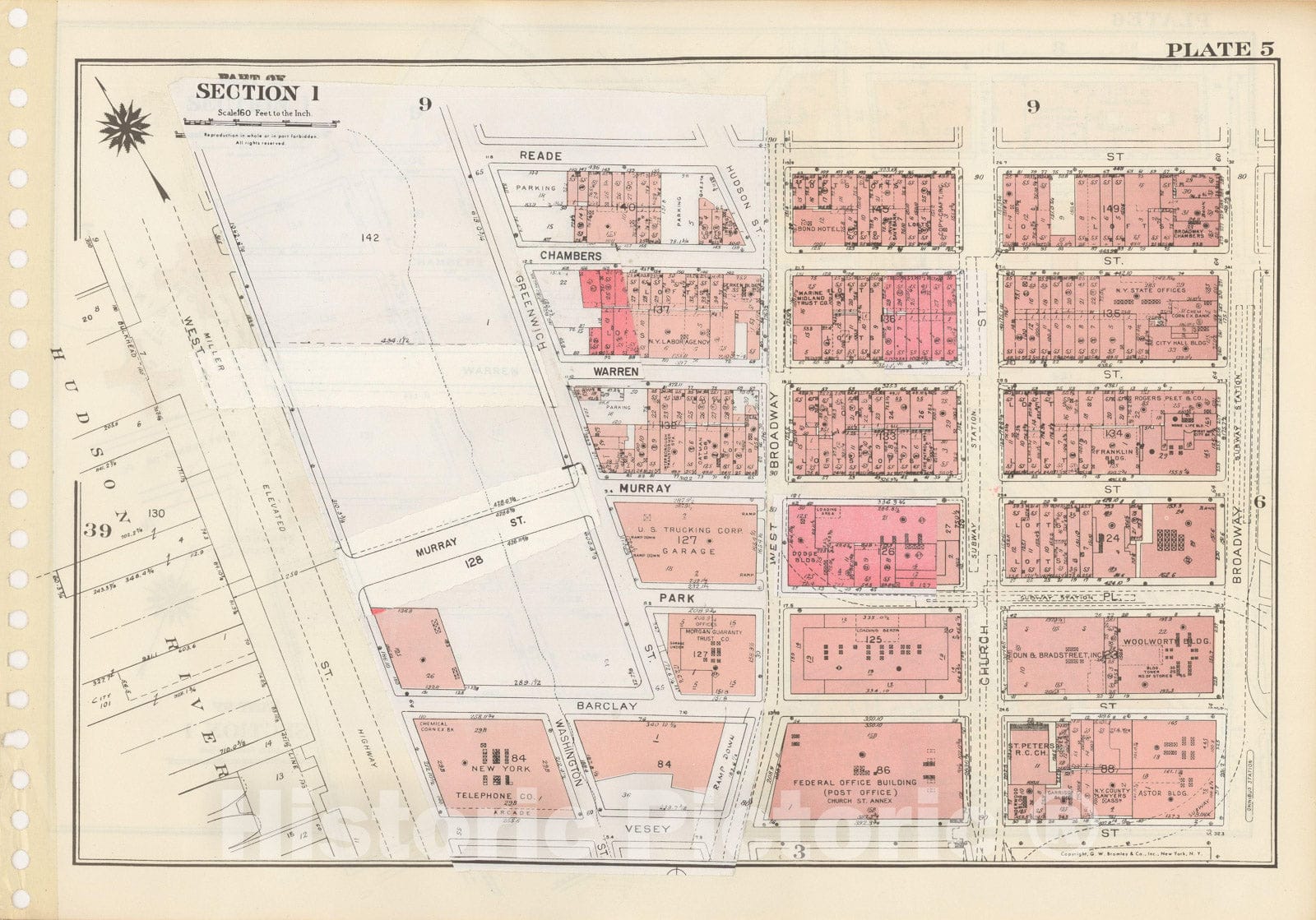 Historic Map : Manhattan Land Book 1955 - Updated Through Nov 7th, New York City 1975 Plate 005 , Vintage Wall Art