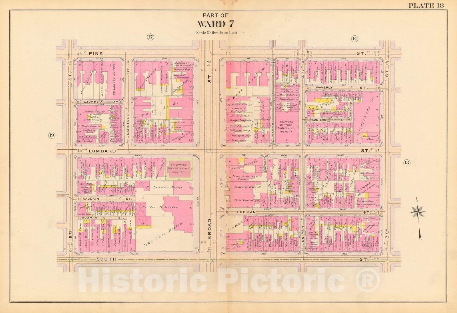 Historic Map : Philadelphia 1908 Plate 018 , Vintage Wall Art