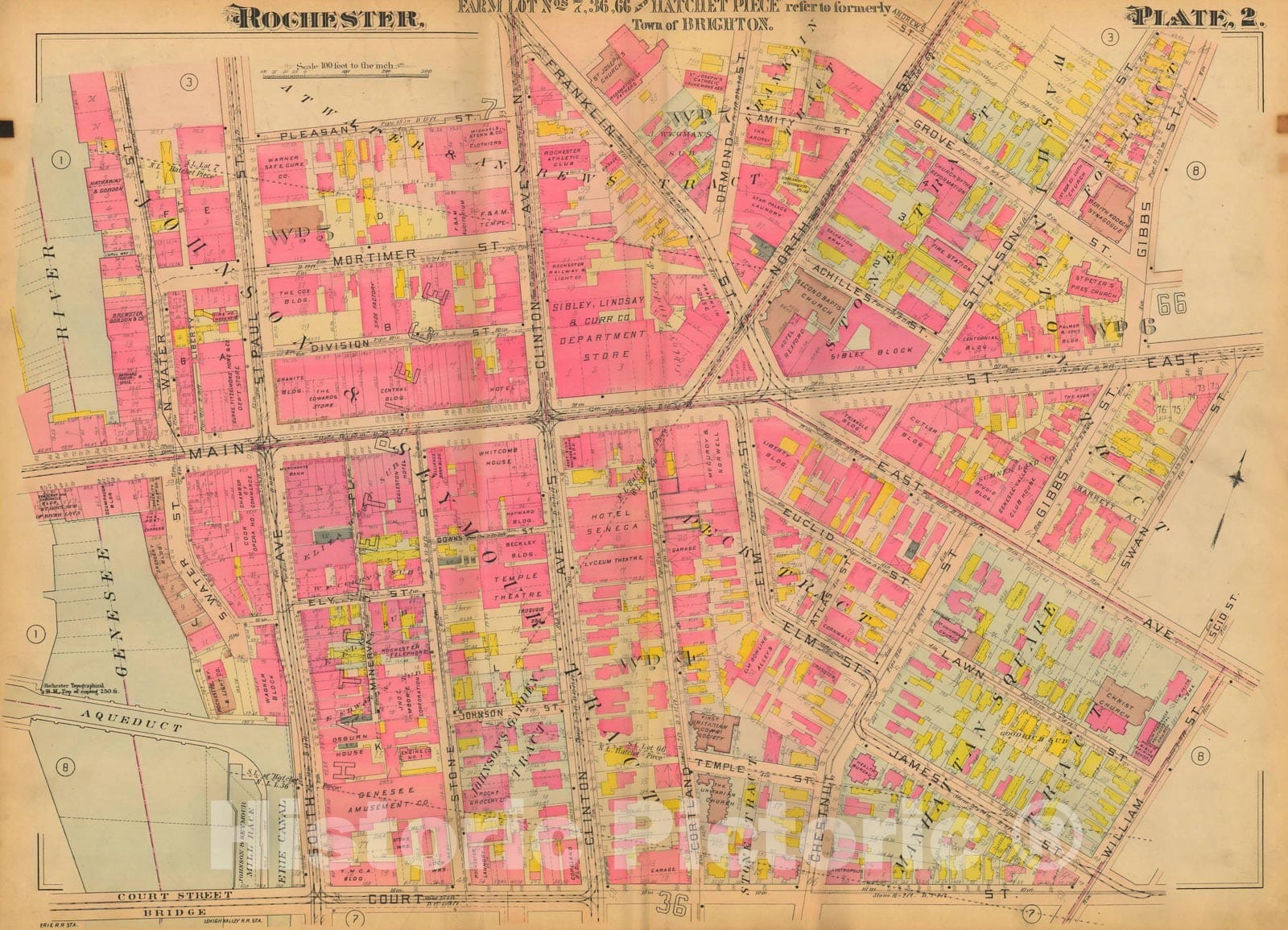 Historic Map : Atlas City of Rochester New York, Rochester 1910 Plate 002 , Vintage Wall Art