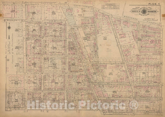 Historic Map : Atlas of Washington D.C. Volume 3 (Outer NW), Georgetown & Washington 1937 Plate 004 , Vintage Wall Art