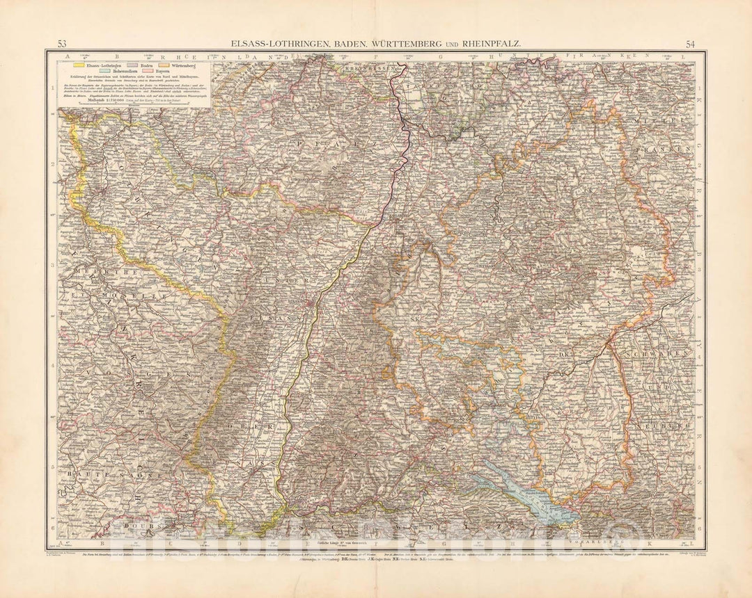 Historic Map : Germany 1899 , Andrees Allgemeiner Handatlas , v4, Vintage Wall Art