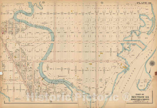 Historic Map : Atlas City of NY, Borough of The Bronx, Annexed District, The Bronx 1913 Plate 039 , Vintage Wall Art