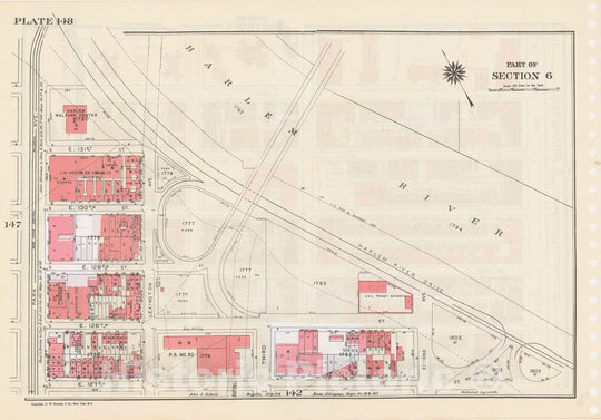 Historic Map : Manhattan Land Book 1955 - Updated Through Nov 7th, New York City 1975 Plate 148 , Vintage Wall Art