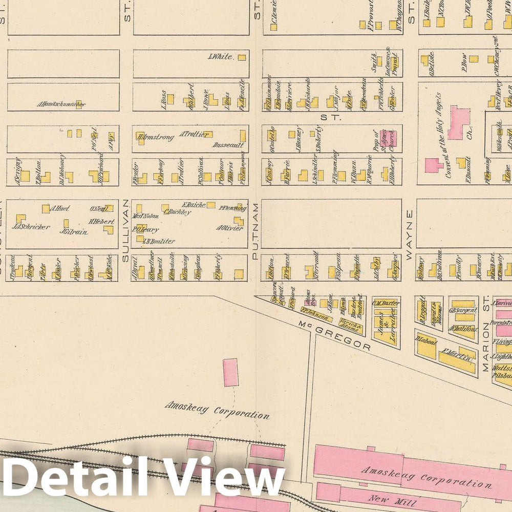 Historic Map : Manchester 1892 , Town and City Atlas State of New Hampshire , v6, Vintage Wall Art