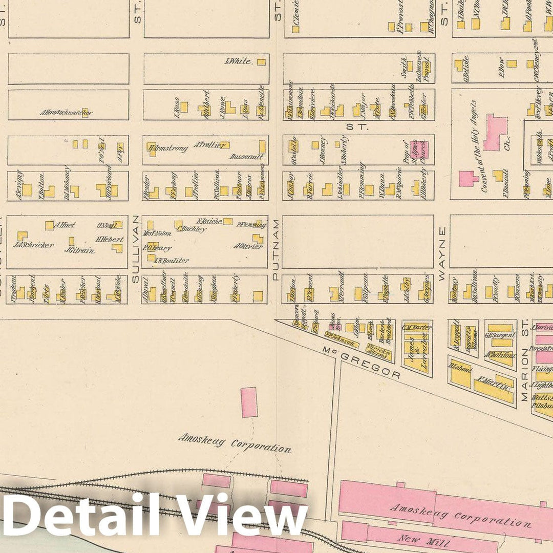 Historic Map : Manchester 1892 , Town and City Atlas State of New Hampshire , v6, Vintage Wall Art