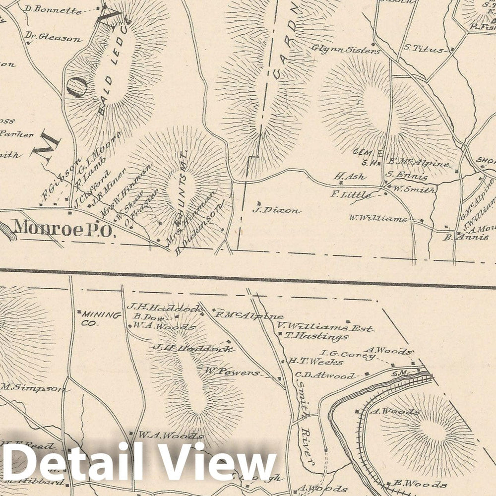 Historic Map : Bath & Lyman & Monroe 1892 , Town and City Atlas State of New Hampshire , Vintage Wall Art