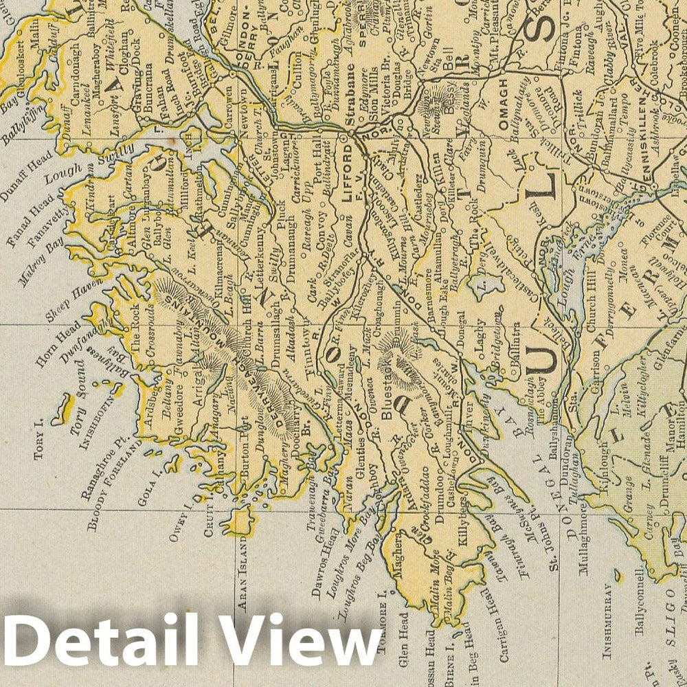 Historic Map : Ireland 1900 , Universal Atlas World , Vintage Wall Art