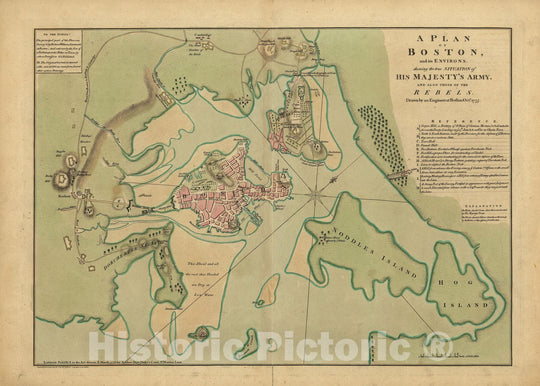 Historic Map : Revolutionary War Maps of Boston and Massachusetts, & Charlestown 1776 , Vintage Wall Art