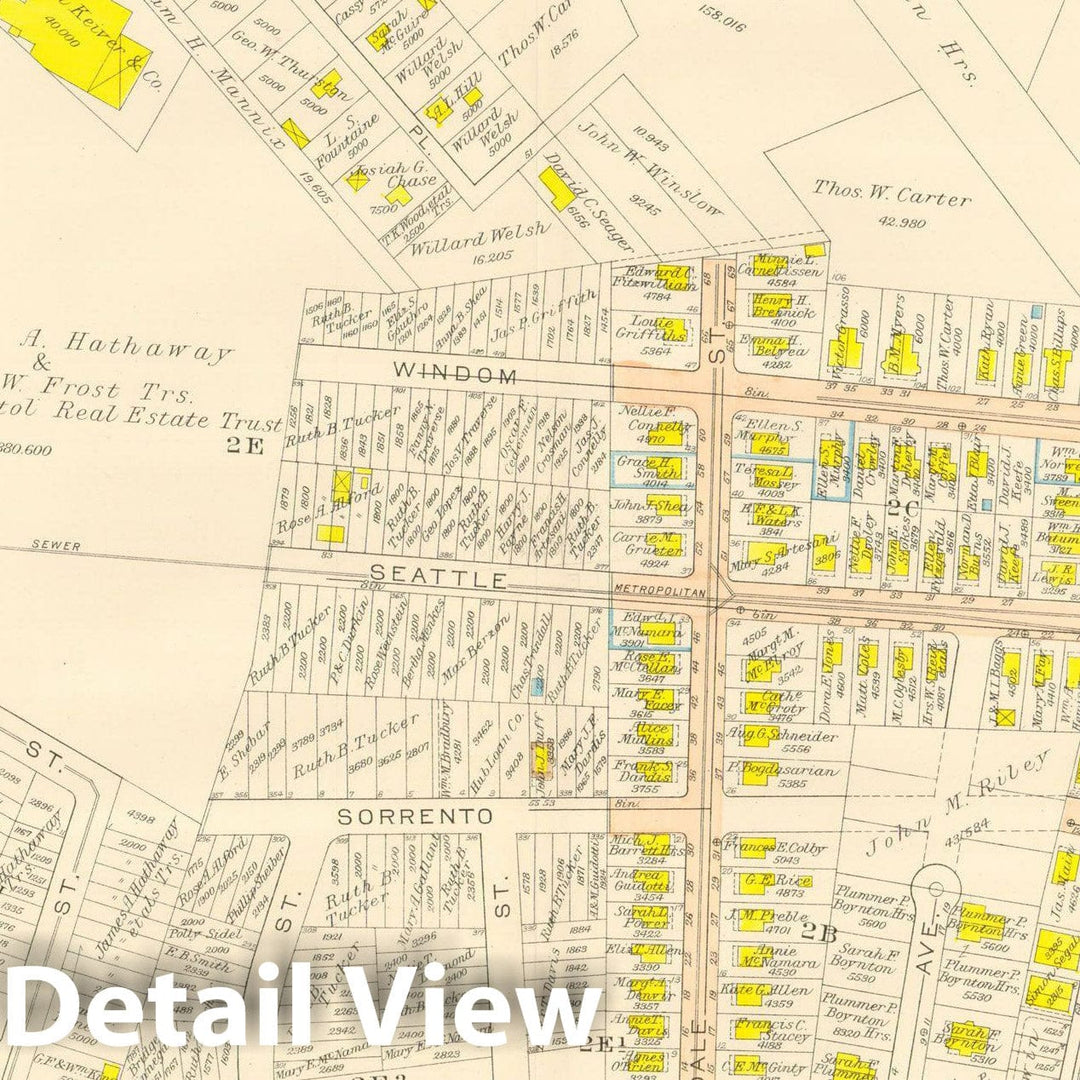 Historic Map : Atlas City of Boston, Wards 25 & 26 Brighton, Allston & Brighton 1916 Plate 026 , Vintage Wall Art