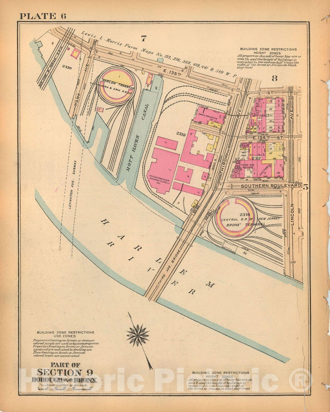 Historic Map : Borough of The Bronx, Sections 9-13, The Bronx 1928 Plate 006 , Vintage Wall Art