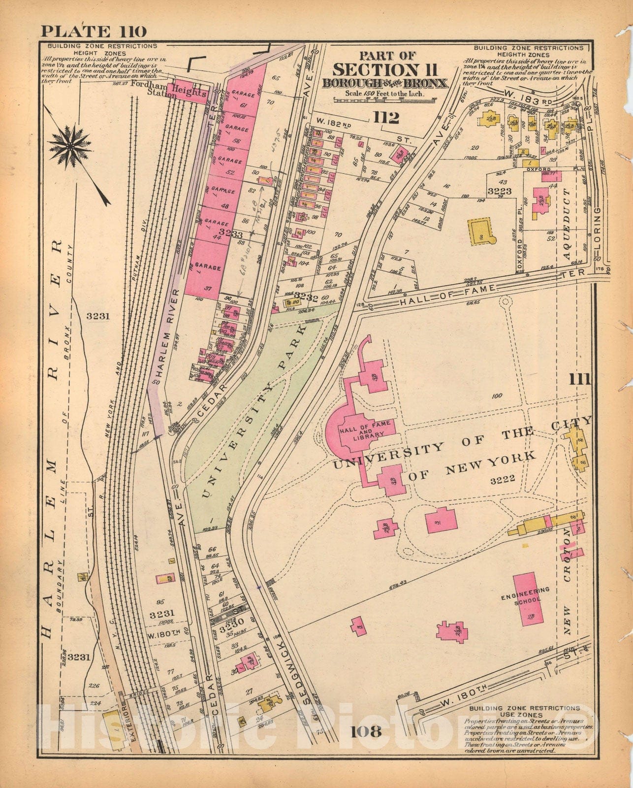 Historic Map : Borough of The Bronx, Sections 9-13, The Bronx 1928 Plate 110 , Vintage Wall Art