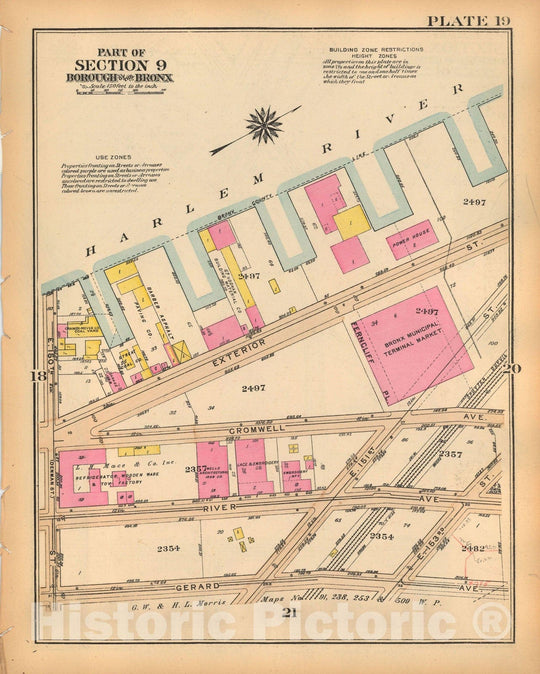 Historic Map : Borough of The Bronx, Sections 9-13, The Bronx 1928 Plate 019 , Vintage Wall Art