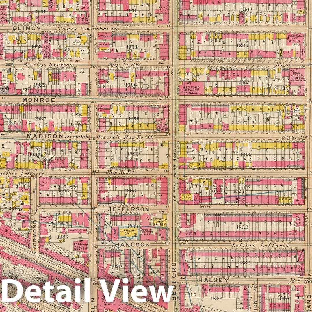 Historic Map : Vol. 1, Brooklyn 1908 Plate 007 , Atlas Borough of Brooklyn , Vintage Wall Art