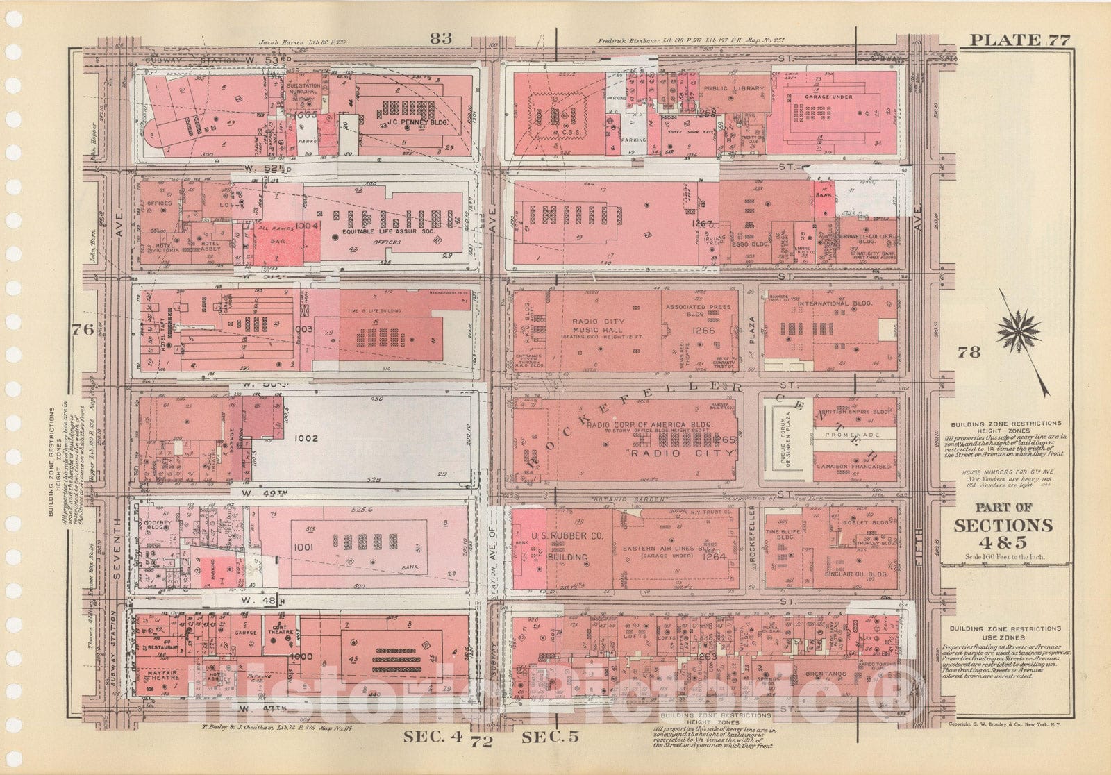 Historic Map : Manhattan Land Book 1955 - Updated Through Nov 7th, New York City 1975 Plate 077 , Vintage Wall Art